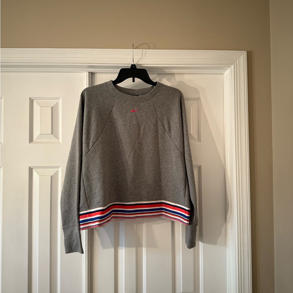 Nike Heather Gray Crewneck with Red Swoosh